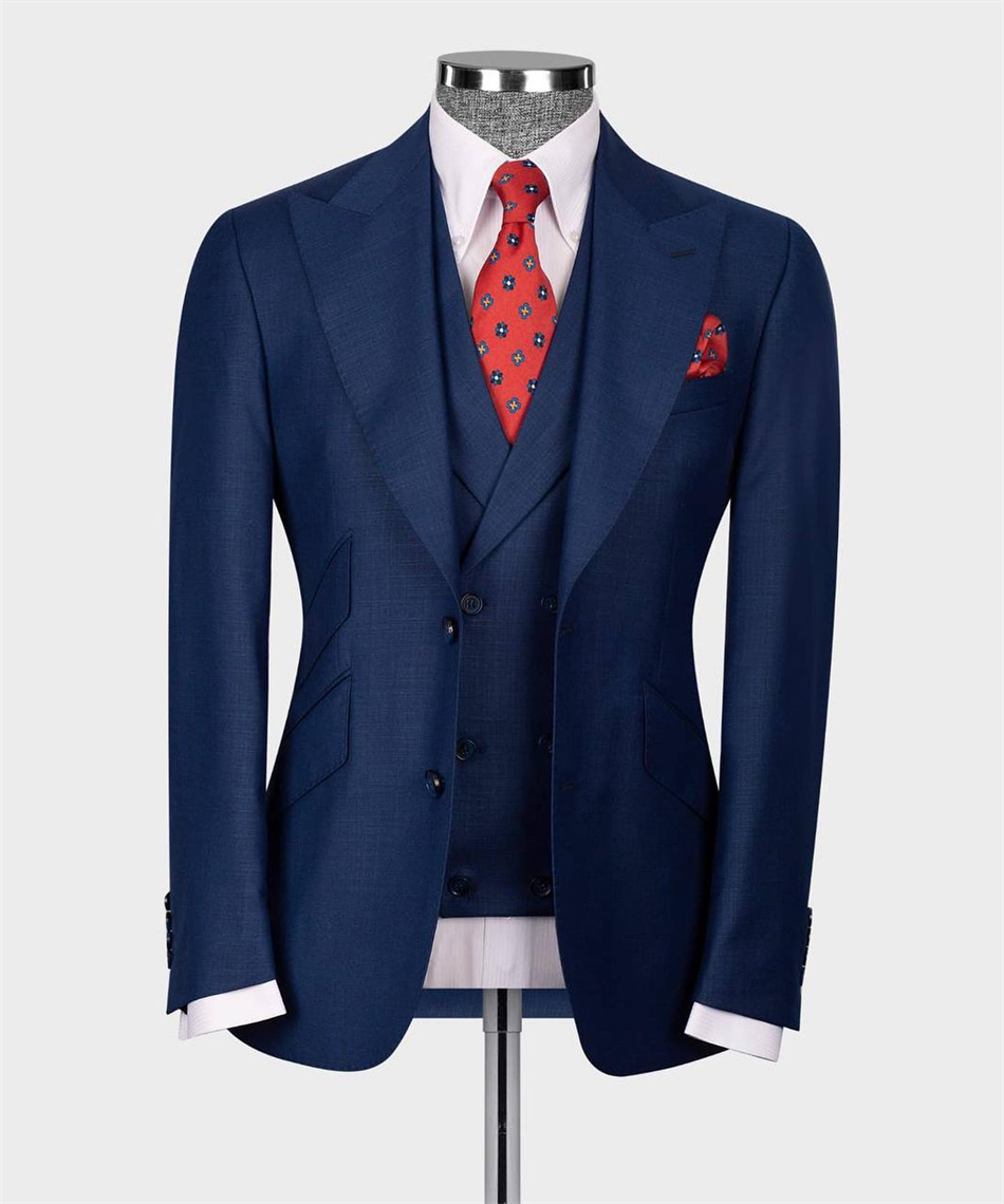 Men Formal Wear Blue - Элегантный темно-синий классический свадебный смокинг из