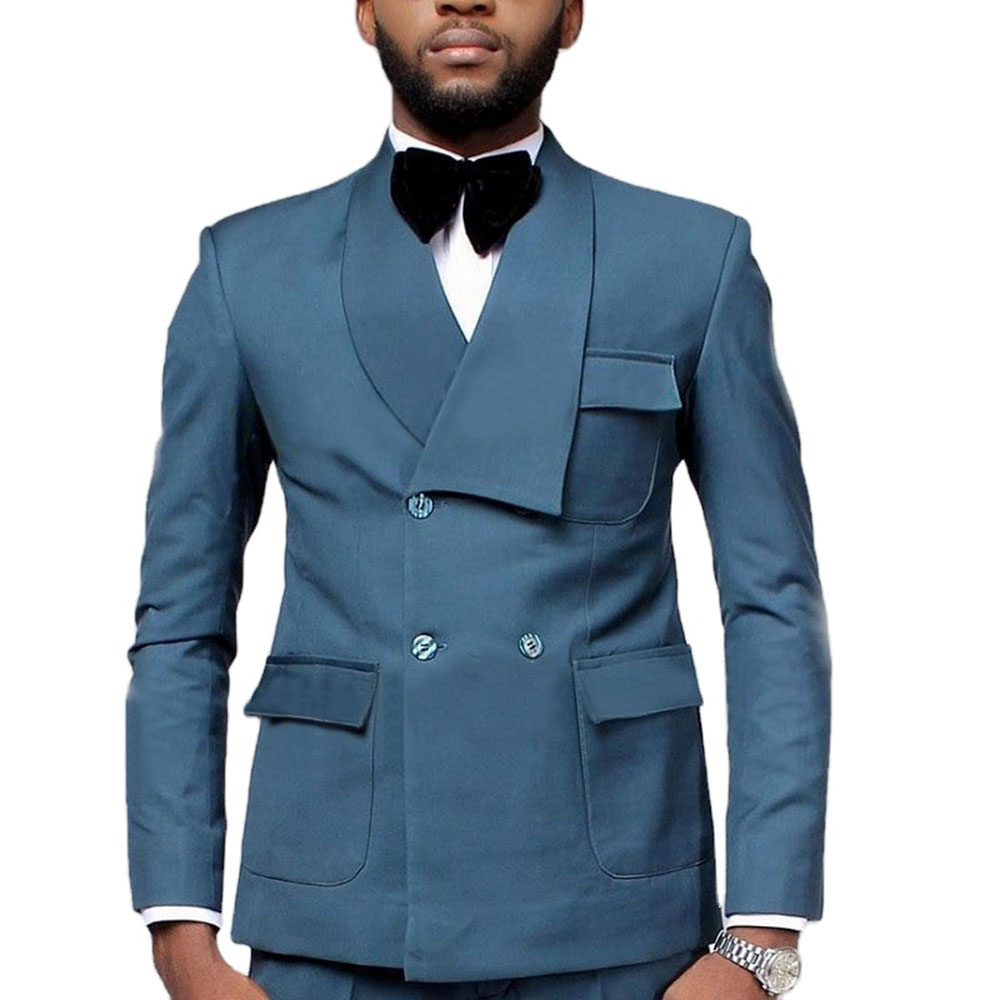 Men Formal Wear Blue - Последний дизайн, двубортный синий пиджак, брюки,