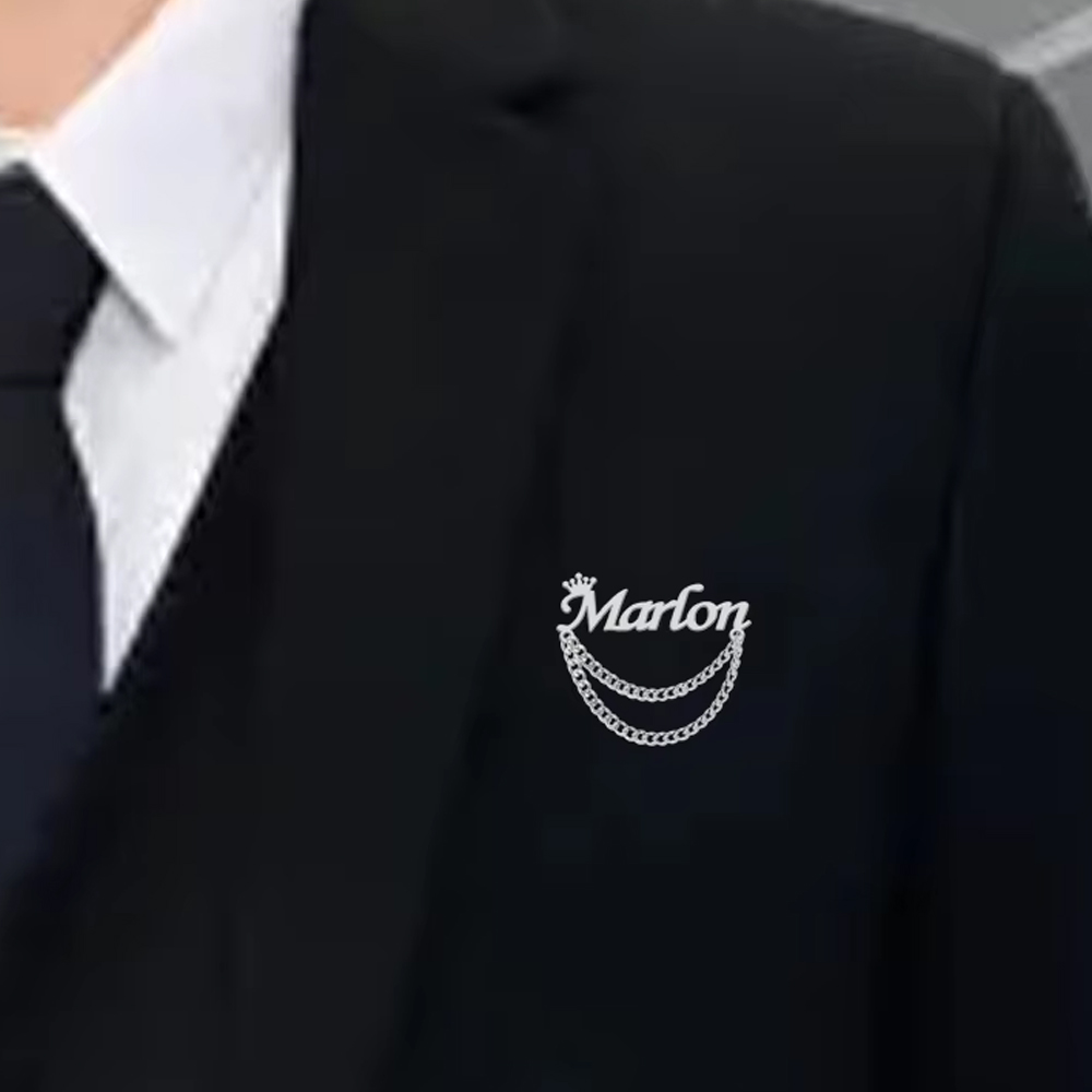 Tuxedo Lapel Pin - Персонализированная брошь с именем, индивидуальные булавки