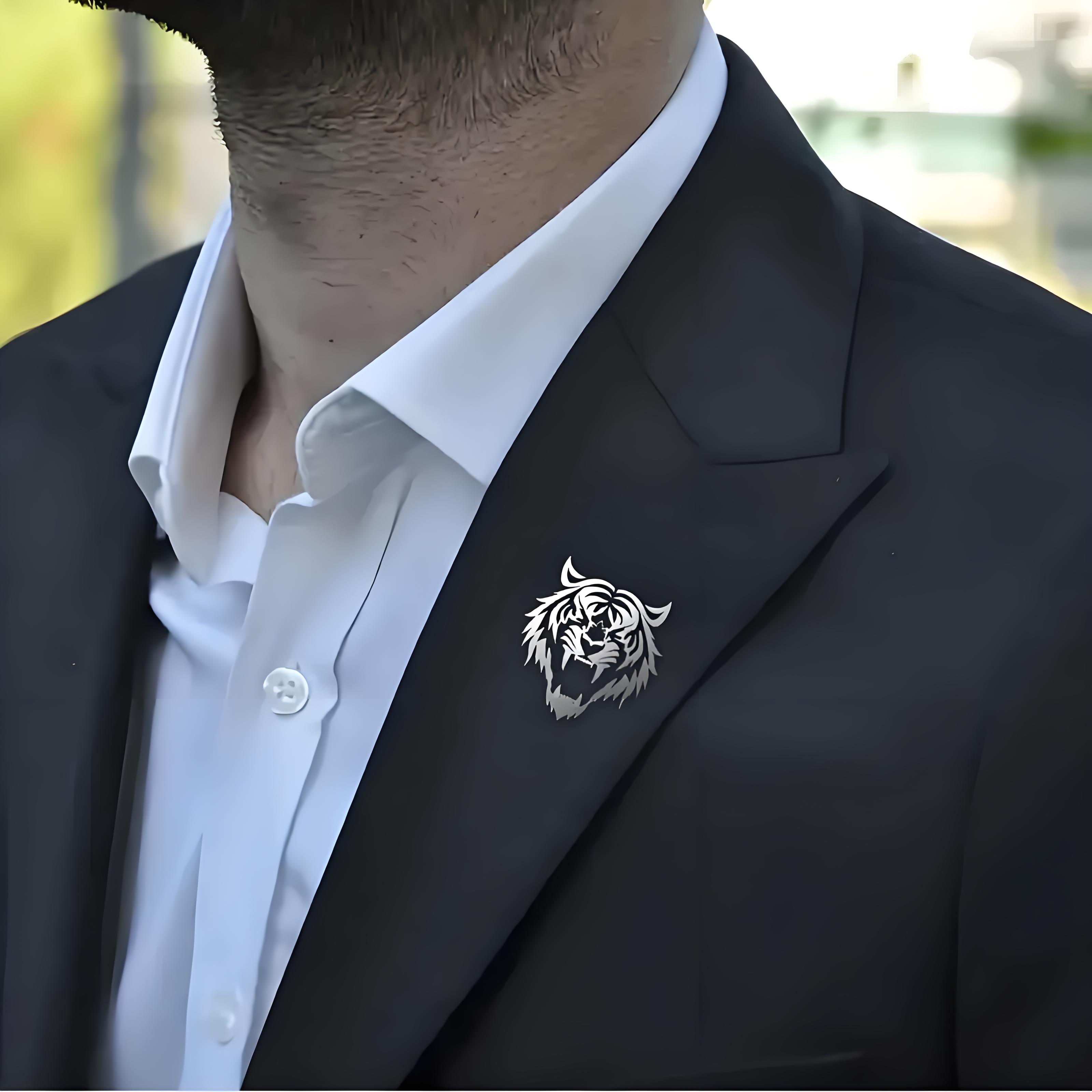 Tuxedo Lapel Pin - Мужская булавка с головой тигра из