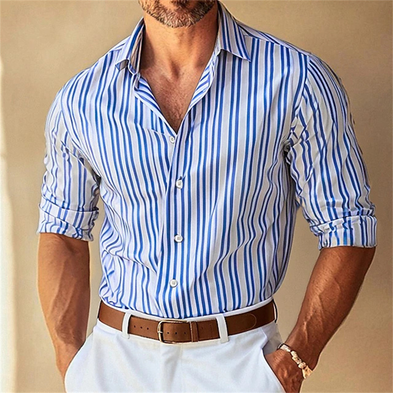 Men Formal Wear Blue - Мужская деловая рубашка с длинным рукавом,