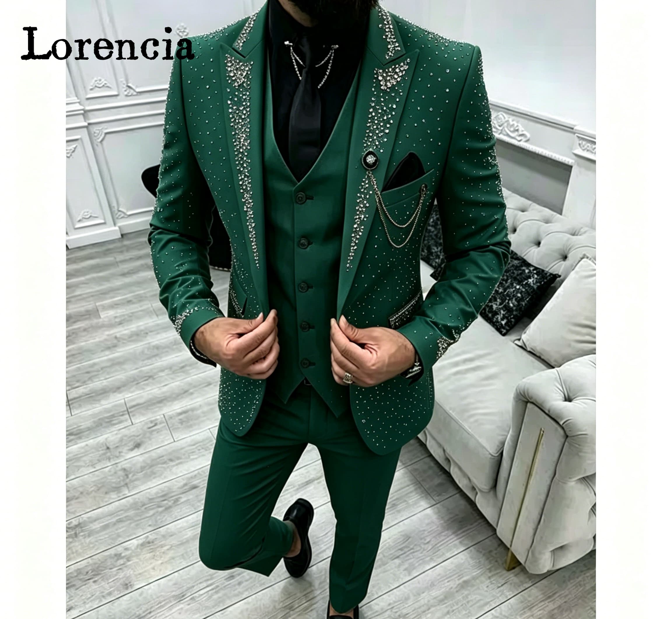 Elegant Formal Men'S Wear - Роскошный мужской костюм-тройка: пиджак с острыми