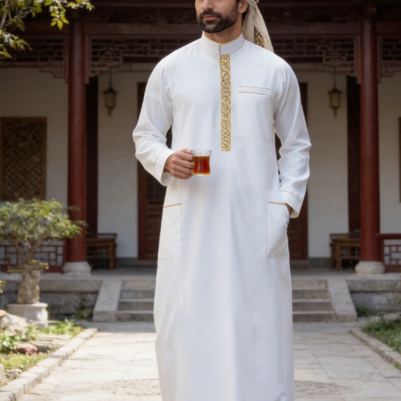 Arabic Formal Wear Men - Мужская арабская тоба с вышивкой, длинными