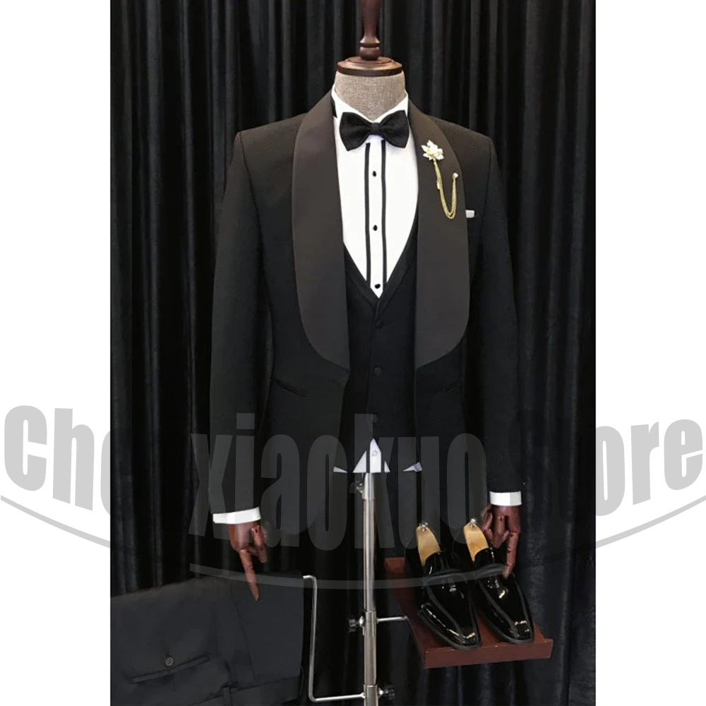 Elegant Formal Men'S Wear - Черные мужские костюмы Шикарные шаль с