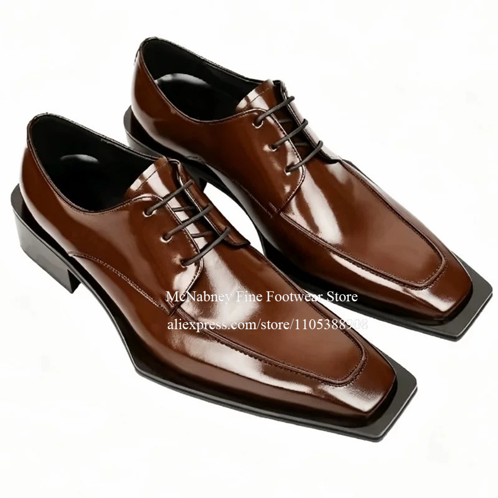 Men'S Formal Wear In Wedding - Кожаные туфли-оксфорды на шнуровке с шипами,