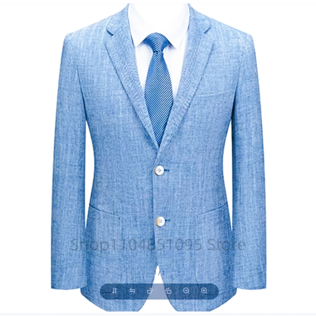 Мужской приталенный льняной пи – обзор и цена Men Formal Wear Blue