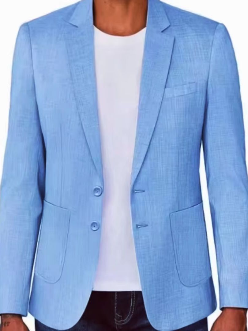 Мужской приталенный льняной пи – обзор и цена Men Formal Wear Blue