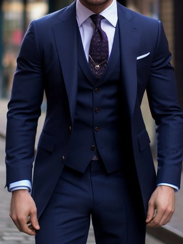 Темно-синий повседневный мужск – обзор и цена Men Formal Wear Blue